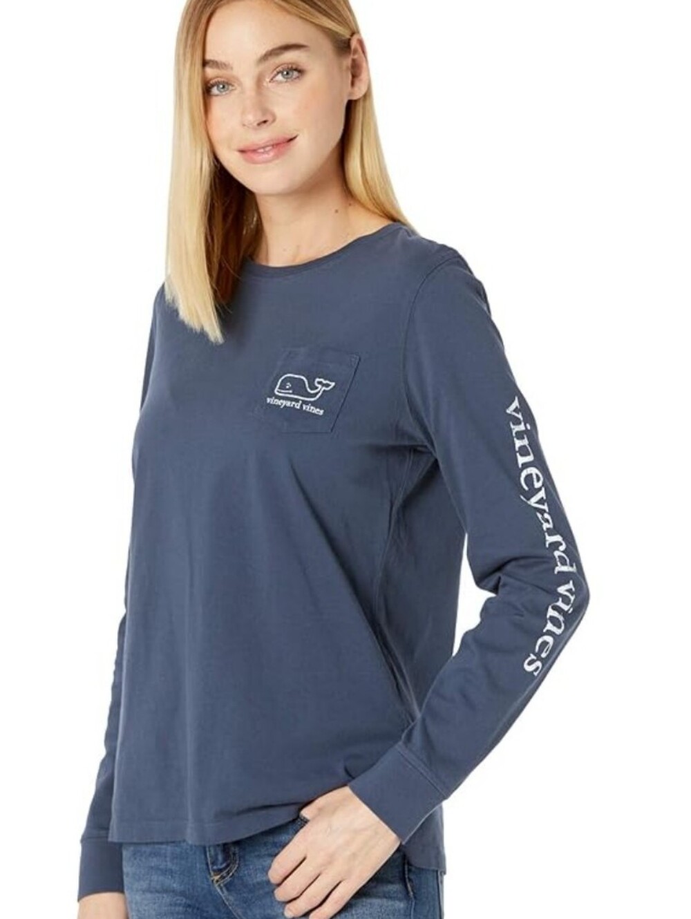 Vineyard Vines Purple Long-Sleeve Whale Pocket Tee